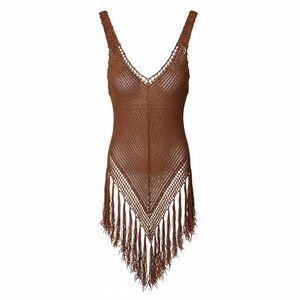 Forever 21 Brown Crochet Fringe Top